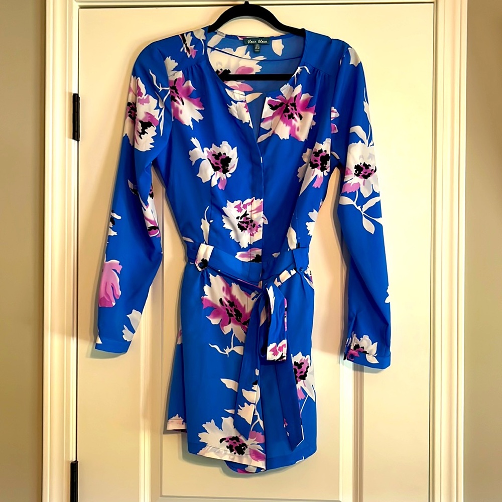 Button down, tie belt dressy romper - size 6